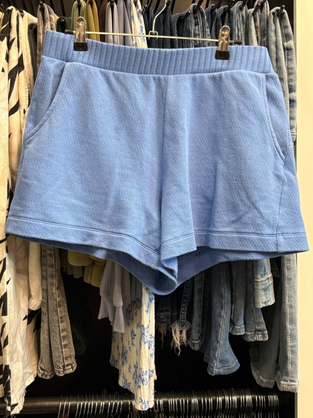 100% Cotton CAbi Light Blue/Periwinkle Knit Lounge Shorts